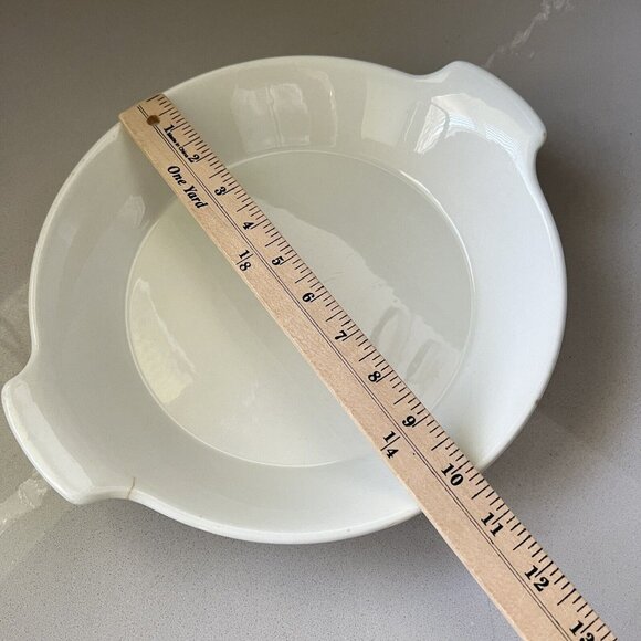 Arabia Finland White Dish Shallow Round With Handles Contemporary Serving - Picture 3 of 10